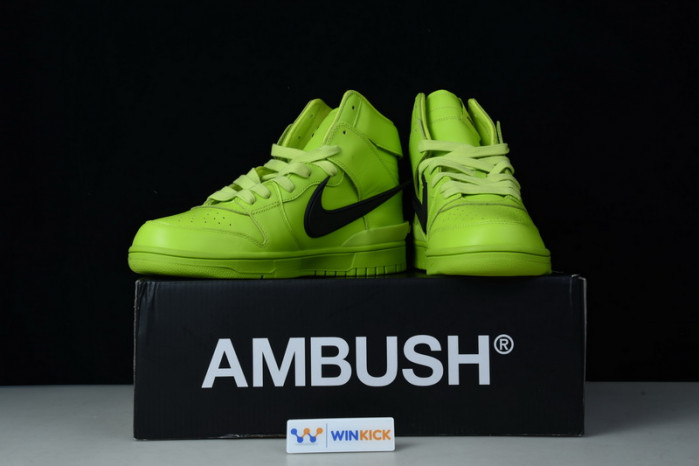 nike dunk high x ambush flash lime - cu7544-300