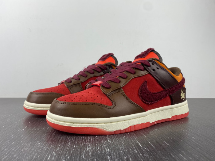 nike dunk low retro prm year of the rabbit light crimson fd4203-661