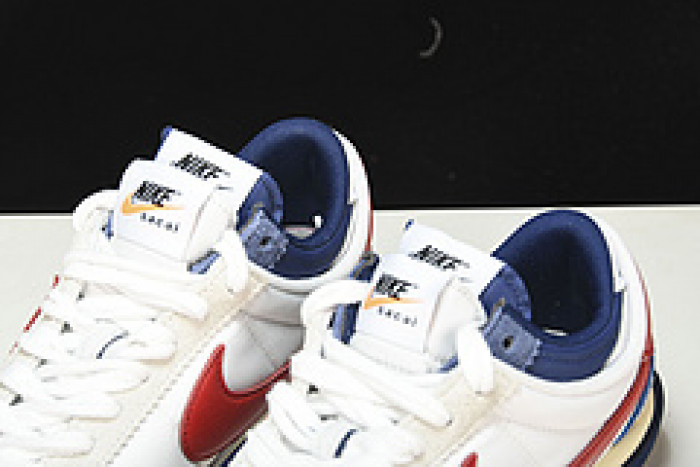 sacai x nike cortez white red navy blue dq0581-100