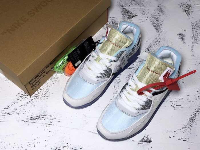 of x nike air max 90 am90 the ten 10 sail muslin virgil abloh - aa7293-100