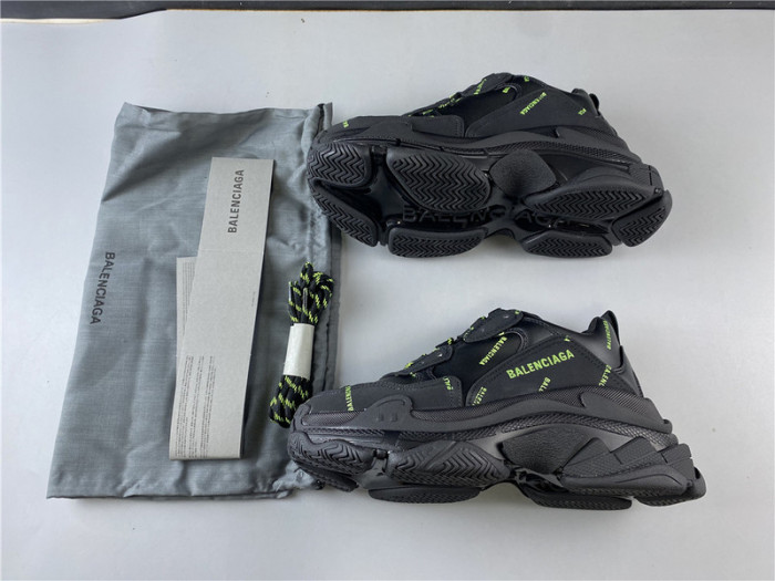 bl triple s black trainers green letters h903p80817
