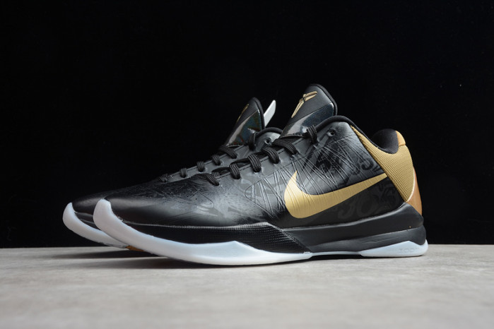kobe 5 big stage away black/metallic gold-white 386429-008